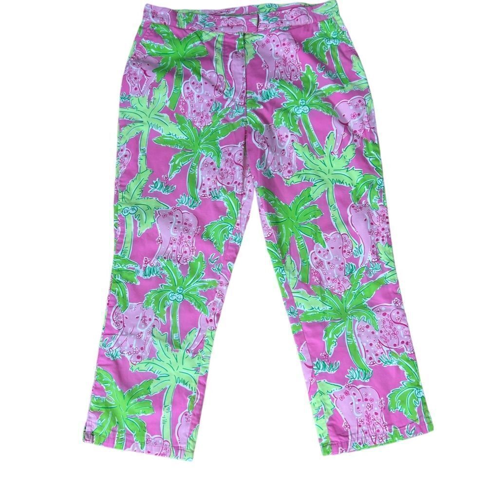 Lilly Pulitzer Vintage Taboo Pink Elephant Pants Size 14